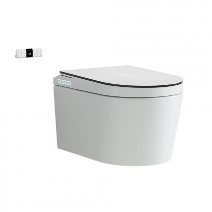 HMR - Modern Smart Set of 2 Wall-Mounted Elongated Automatic Toilet and Bidet with Seat