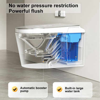 HMR - Modern Smart Set of 2 Wall-Mounted Elongated Automatic Toilet and Bidet with Seat