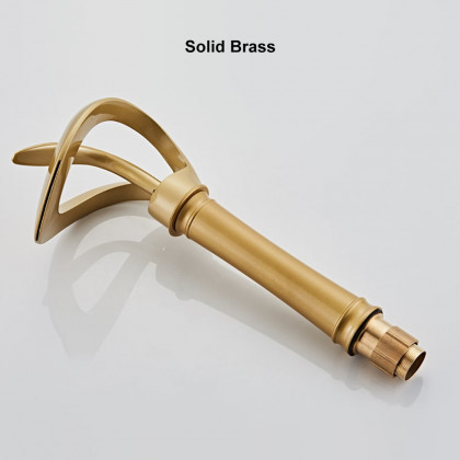 HMR Modern Elegant Waterfall Bathroom Vessel Sink Faucet Single Handle Solid Brass - Gold