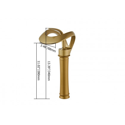 HMR Modern Elegant Waterfall Bathroom Vessel Sink Faucet Single Handle Solid Brass - Gold