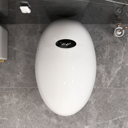 HMR Egg-Shaped Smart Bidet Toilet with Heated Seat Function 1.28 GPF - White, High Version