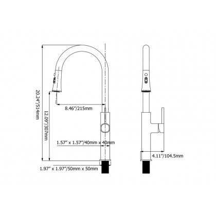 HMR - Gold Single Hole High Arc Kitchen Faucet Pull-Down 3-Mode Spray
