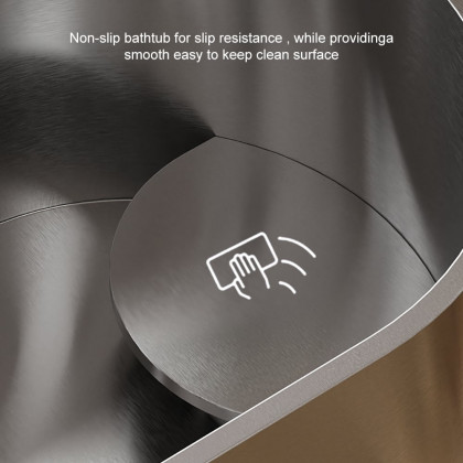 HMR - 48" Japanese Oval Freestanding Stainless Steel Soaking Bathtub 52.83-Gallon Capacity