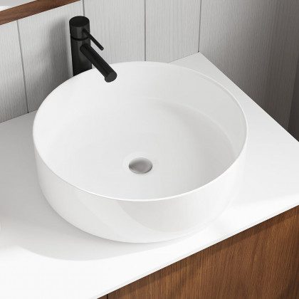 HMR - 59" Teak Wood Freestanding Double Bathroom Vanity with Top Vessel Sink