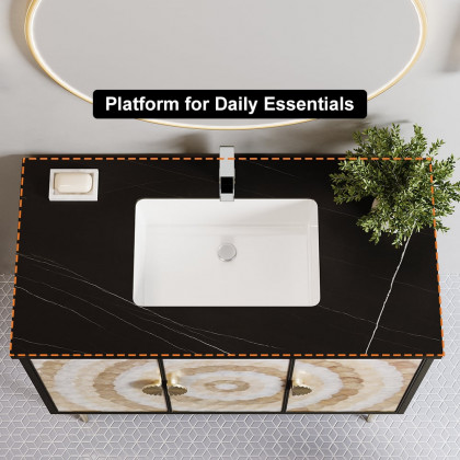 HMR - 39.3" Modern Freestanding Sintered Stone Bathroom Vanity with Sink