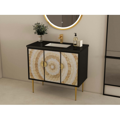 HMR - 39.3" Modern Freestanding Sintered Stone Bathroom Vanity with Sink