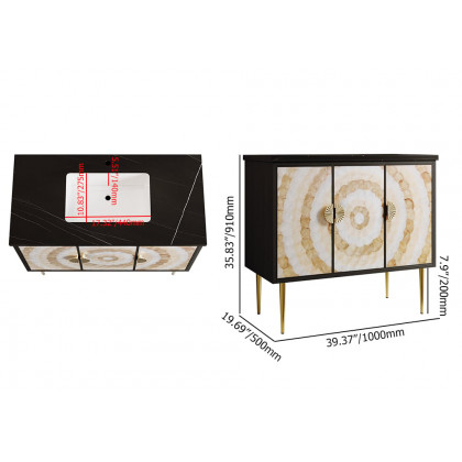 HMR - 39.3" Modern Freestanding Sintered Stone Bathroom Vanity with Sink