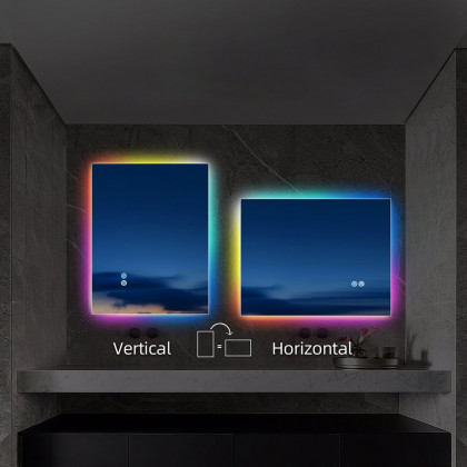 HMR - 24" x 32" Frameless Rectangular RGB LED Bathroom Vanity Mirror Anti-Fog Backlit