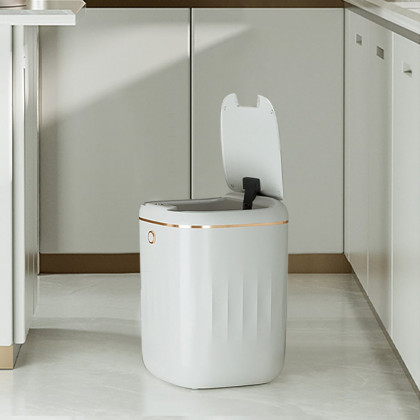 HMR - Automatic Touchless Motion Sensor Trash Can White Smart Garbage Can for Bathroom Kitchen