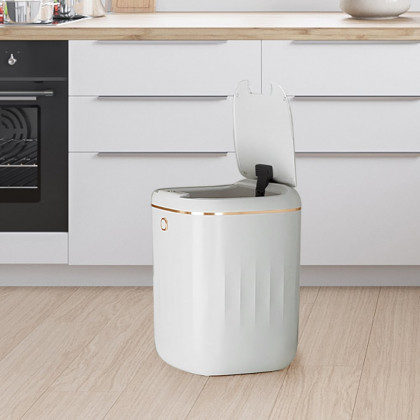 HMR - Automatic Touchless Motion Sensor Trash Can White Smart Garbage Can for Bathroom Kitchen