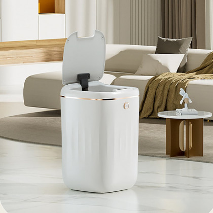 HMR - Automatic Touchless Motion Sensor Trash Can White Smart Garbage Can for Bathroom Kitchen