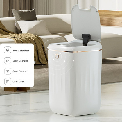 HMR - Automatic Touchless Motion Sensor Trash Can White Smart Garbage Can for Bathroom Kitchen