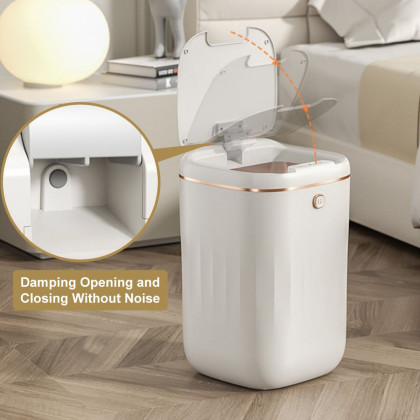 HMR - Automatic Touchless Motion Sensor Trash Can White Smart Garbage Can for Bathroom Kitchen