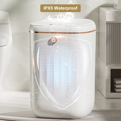 HMR - Automatic Touchless Motion Sensor Trash Can White Smart Garbage Can for Bathroom Kitchen