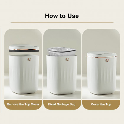 HMR - Automatic Touchless Motion Sensor Trash Can White Smart Garbage Can for Bathroom Kitchen