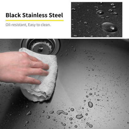 HMR - 36" Stainless Steel Farmhouse Apron-Front Kitchen Sink with Double Bowls Gunmetal Black