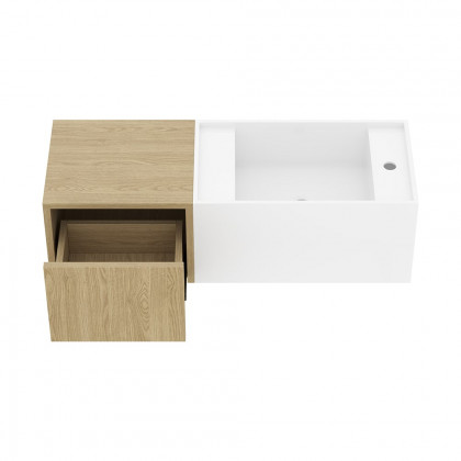 HMR - 40" Floating Bathroom Vanity Wall-mounted Single Sink with Cabinet in Light Wood & White