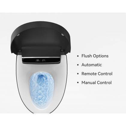 HMR Smart Bidet Toilet with Auto Open/Close Lid - Black, 1.28 GPF