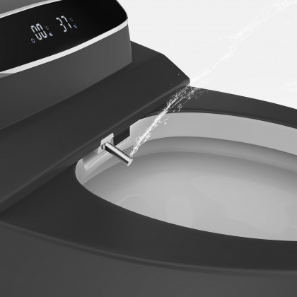 HMR Smart Bidet Toilet with Auto Open/Close Lid - Black, 1.28 GPF