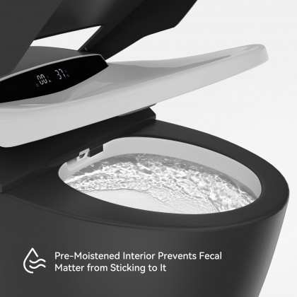 HMR Smart Bidet Toilet with Auto Open/Close Lid - Black, 1.28 GPF