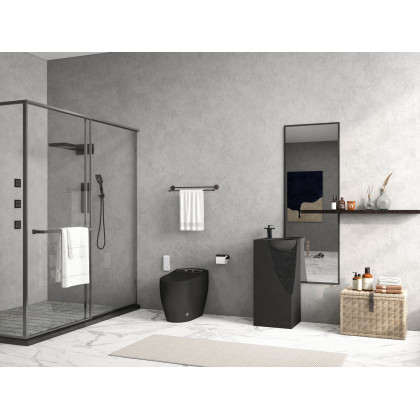 HMR Smart Bidet Toilet with Auto Open/Close Lid - Black, 1.28 GPF