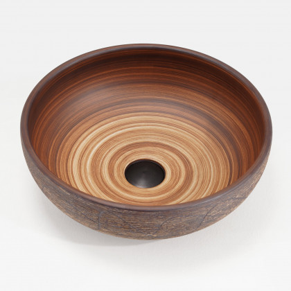 HMR Ceramic Bathroom Vessel Sink Retro Washbasin - Brown, Round