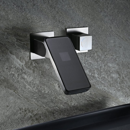 HMR - Led Digital Temperature Display Bathroom Rotating Faucet in Dark Gray