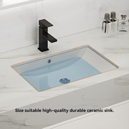 HMR 39" Modern Floating Stone Top Bathroom Vanity Set with Sink - White/Gold, Wall Mounted