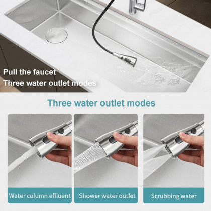 HMR - 43'' Stainless Steel 7 Pcs Kitchen Sink Rectangular Drop-in Single Bowl in Brushed