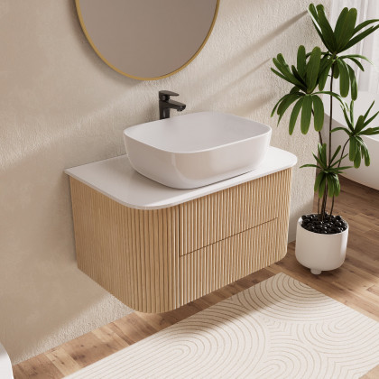 HMR - Bathroom Vanity Set 31.5" Farmhouse Floating Sintered Stone Bathroom Vanity with Sink