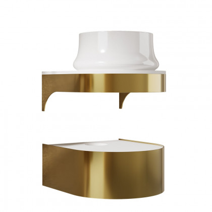 HMR - 18" Modern Luxury Floating Bathroom Vanity Set With Single Sink in Gold & White