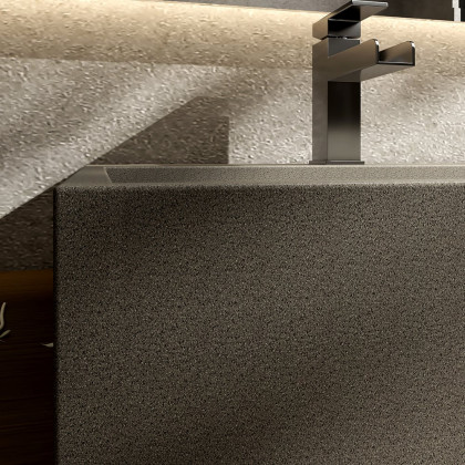 HMR - 48" Concrete Farmhouse Trough Bathroom Sink Cement Rectangular Gray Vessel Sink