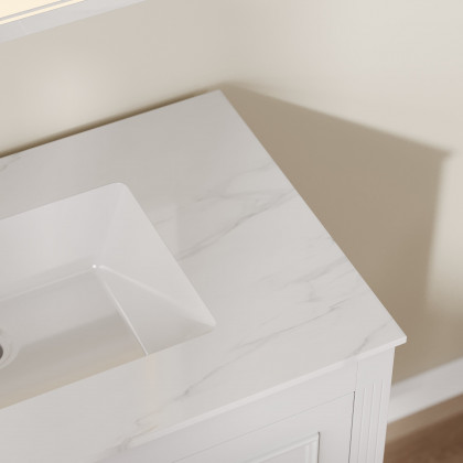 HMR - Bathroom Vanity Set 58.6"Modern Floating Ceramic Bathroom Vanity White with Double Sinks