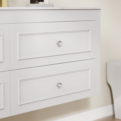 HMR - Bathroom Vanity Set 58.6"Modern Floating Ceramic Bathroom Vanity White with Double Sinks