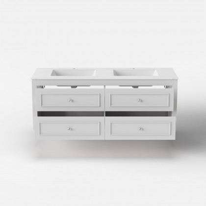 HMR - Bathroom Vanity Set 58.6"Modern Floating Ceramic Bathroom Vanity White with Double Sinks