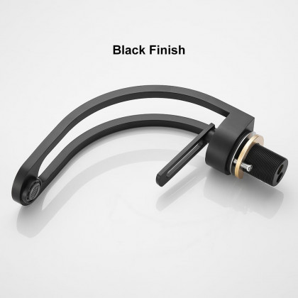 HMR - Modern Single Hole 1-Handle C-Shaped Spout Bathroom Sink Faucet in Black Solid Brass