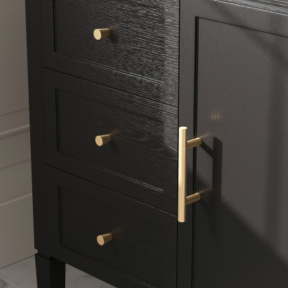 HMR - Bathroom Vanity Set 29.9'' Modern Freestanding Sintered Stone Bathroom Black with Sink