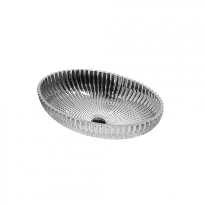 HMR - Modern Oval Clear Vessel Sink Transparent Crystal Glass Bathroom Wash Sink with Drain