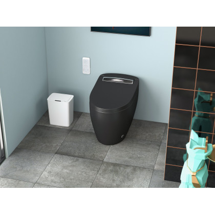 HMR Smart Bidet Toilet with Manually Open/Close Lid - Black, 1.28 GPF