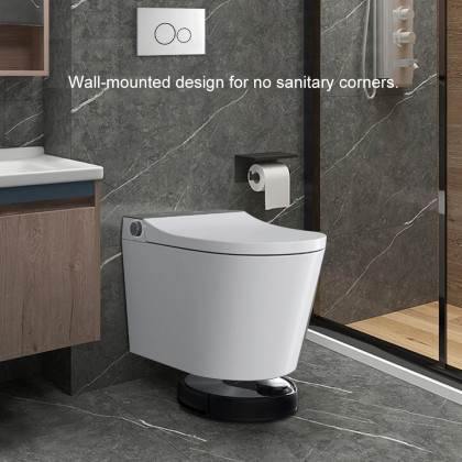 HMR Set of Two Automatic Wall-Mounted Smart Bidet Toilet with In-Wall Tank White 1.58 GPF - White