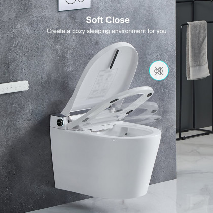 HMR Set of Two Automatic Wall-Mounted Smart Bidet Toilet with In-Wall Tank White 1.58 GPF - White