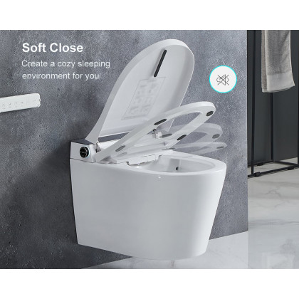HMR Set of Two Automatic Wall-Mounted Smart Bidet Toilet with In-Wall Tank White 1.58 GPF - White