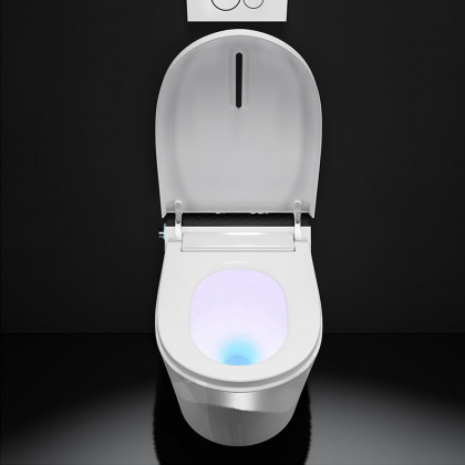 HMR Set of Two Automatic Wall-Mounted Smart Bidet Toilet with In-Wall Tank White 1.58 GPF - White
