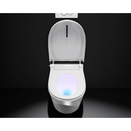 HMR Set of Two Automatic Wall-Mounted Smart Bidet Toilet with In-Wall Tank White 1.58 GPF - White