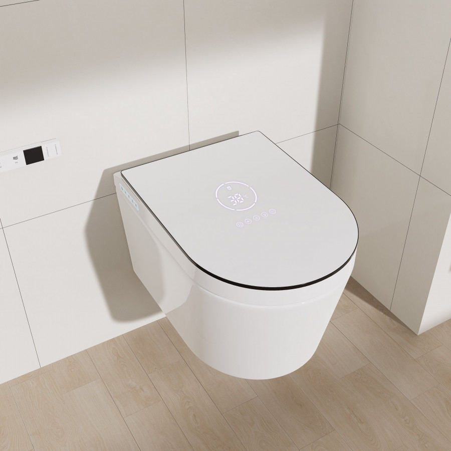 HMR - Automatic Wall-Mounted Smart Bidet Toilet with UV Sterilization Feature 1.58 GPF