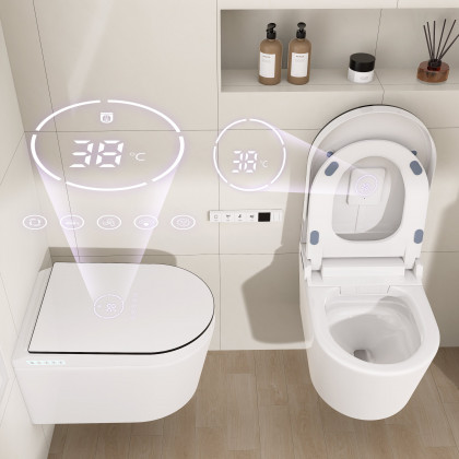 HMR - Automatic Wall-Mounted Smart Bidet Toilet with UV Sterilization Feature 1.58 GPF
