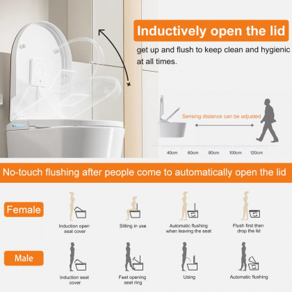HMR - Automatic Wall-Mounted Smart Bidet Toilet with UV Sterilization Feature 1.58 GPF