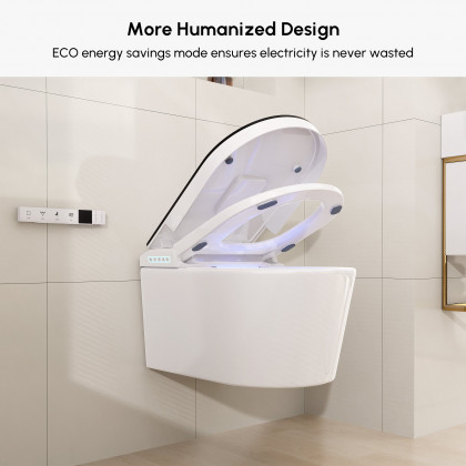 HMR - Automatic Wall-Mounted Smart Bidet Toilet with UV Sterilization Feature 1.58 GPF