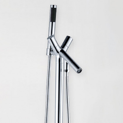 HMR - Modern Chrome Waterfall Bathroom Tub Faucet with Handheld Spray Solid Brass