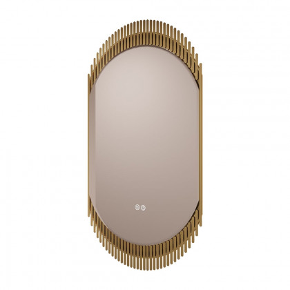 HMR - 20" Oval Decor LED Bathroom Mirror Wall-Mounted Defog in Gold
